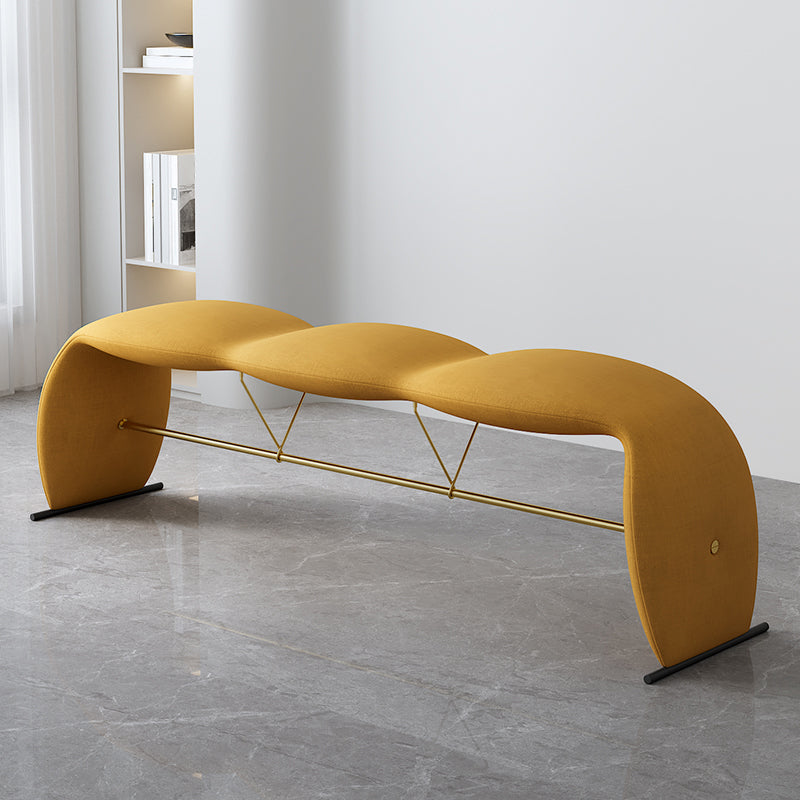 Solid Color Cushioned Seating Bench Rectangle Modern Bedroom Bench