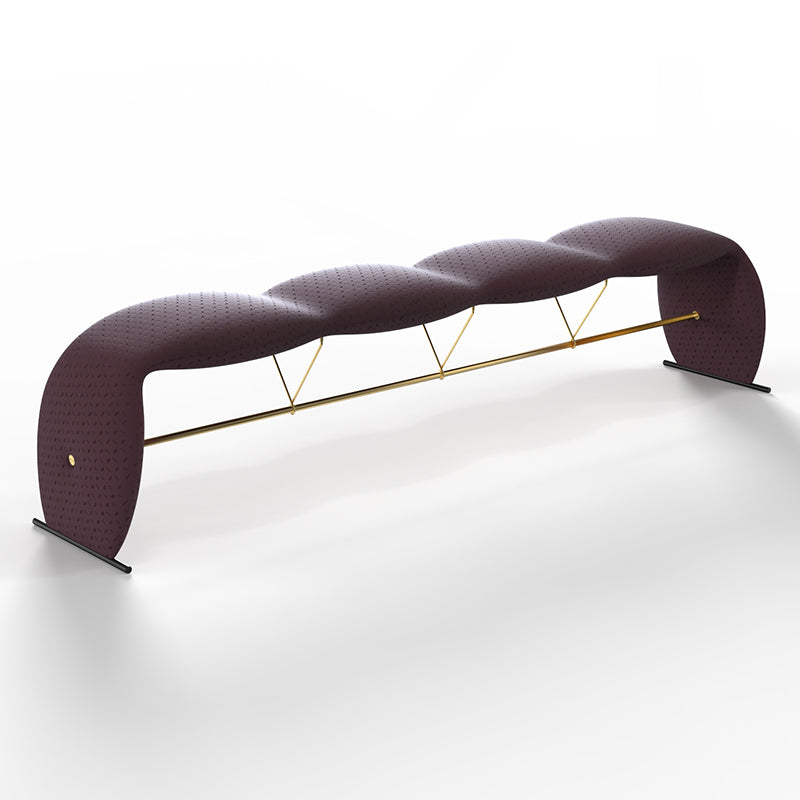 Solid Color Cushioned Seating Bench Rectangle Modern Bedroom Bench