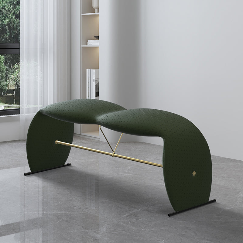 Solid Color Cushioned Seating Bench Rectangle Modern Bedroom Bench