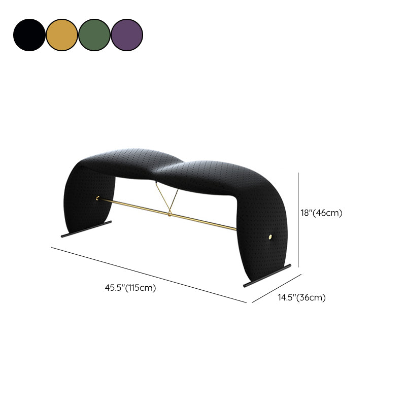 Solid Color Cushioned Seating Bench Rectangle Modern Bedroom Bench