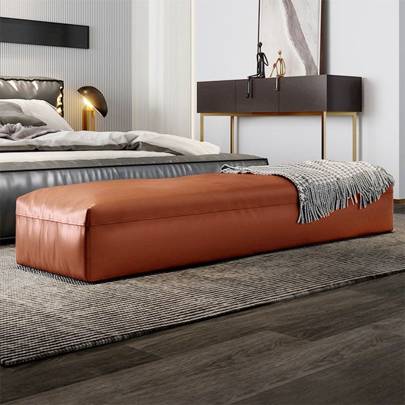 Modern Cushioned Seating Bench Solid Color Rectangle Bedroom Bench