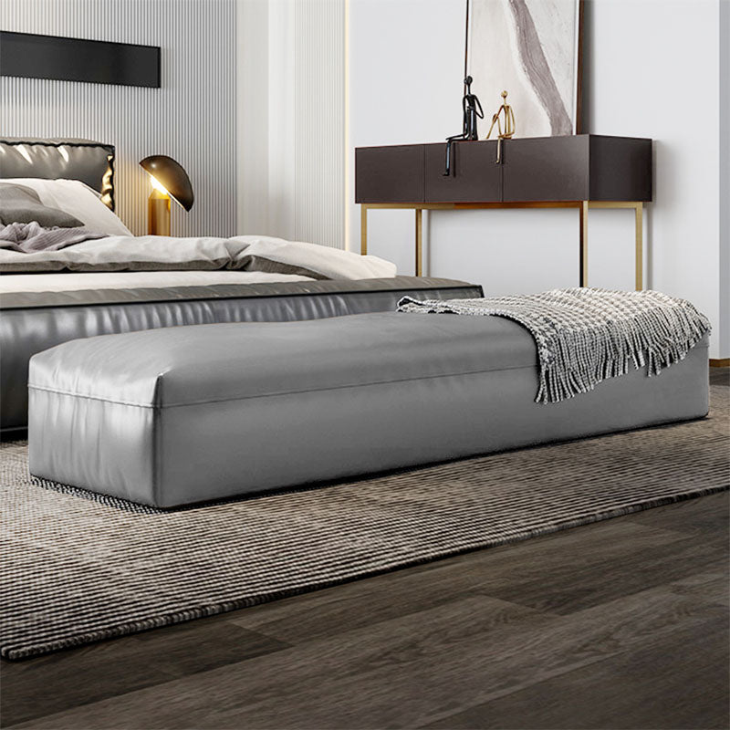 Modern Cushioned Seating Bench Solid Color Rectangle Bedroom Bench