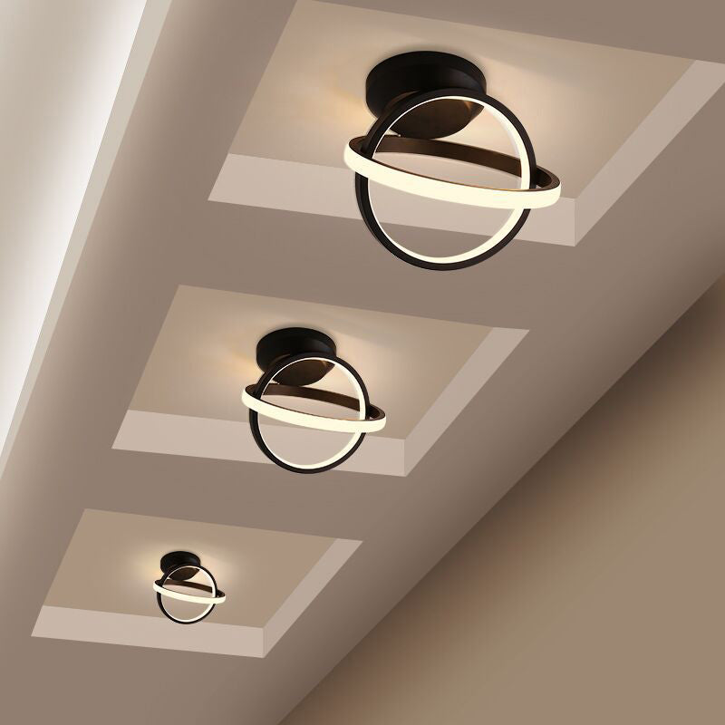 Contemporary Flush Mount Lighting Black LED Ceiling Light for Home