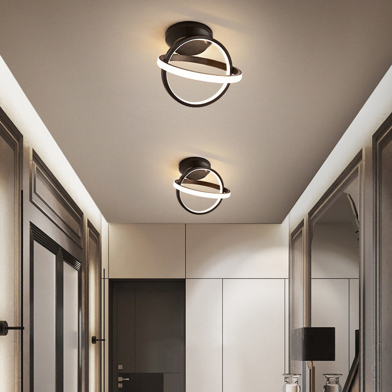 Contemporary Flush Mount Lighting Black LED Ceiling Light for Home