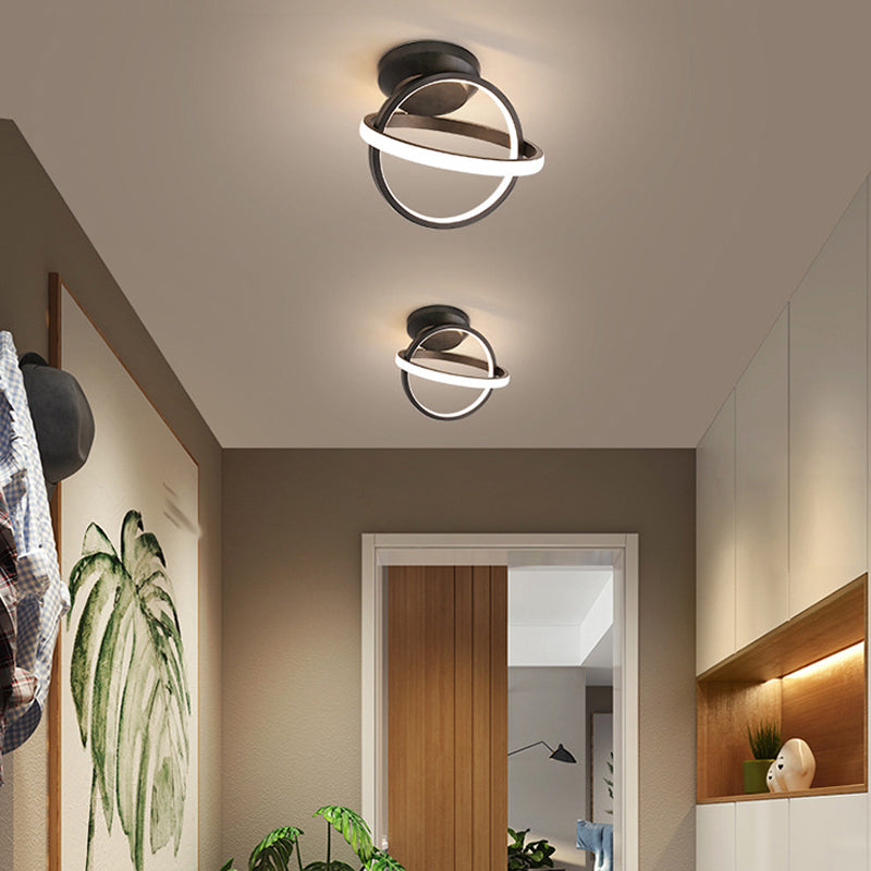 Contemporary Flush Mount Lighting Black LED Ceiling Light for Home