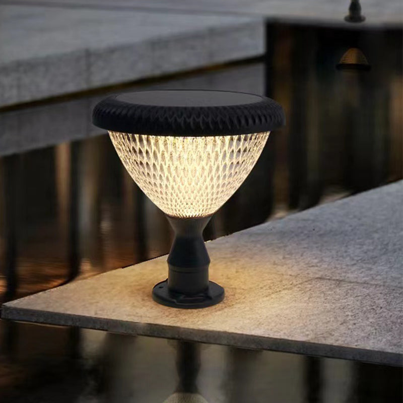 Nordic Style Outdoor Light Geometry Shape Solar Energy Pillar Lamp for Outdoor