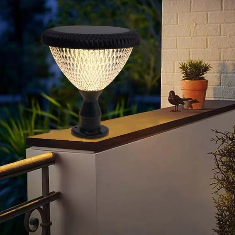 Nordic Style Outdoor Light Geometry Shape Solar Energy Pillar Lamp for Outdoor