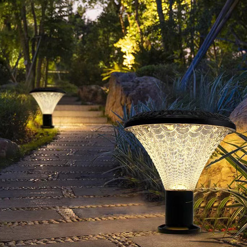 Nordic Style Outdoor Light Geometry Shape Solar Energy Pillar Lamp for Outdoor