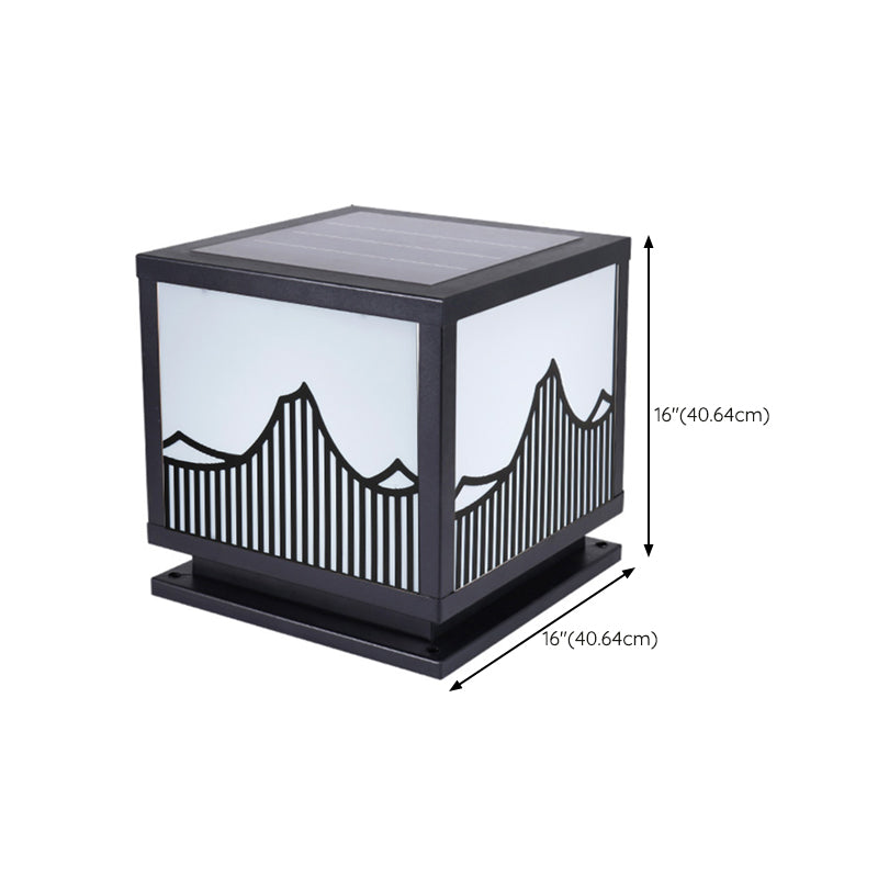 Metal Square Shape Outdoor Lights Modern Style 1-Light Solar Pillar Lamp