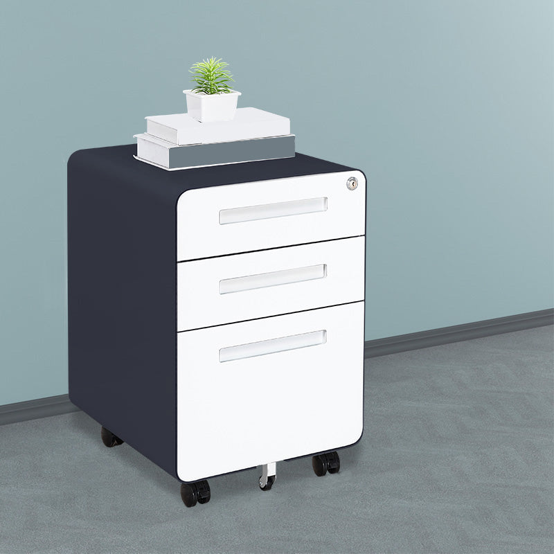 Contemporary File Cabinets Steel Frame File Pedestal with Key Lock for Office