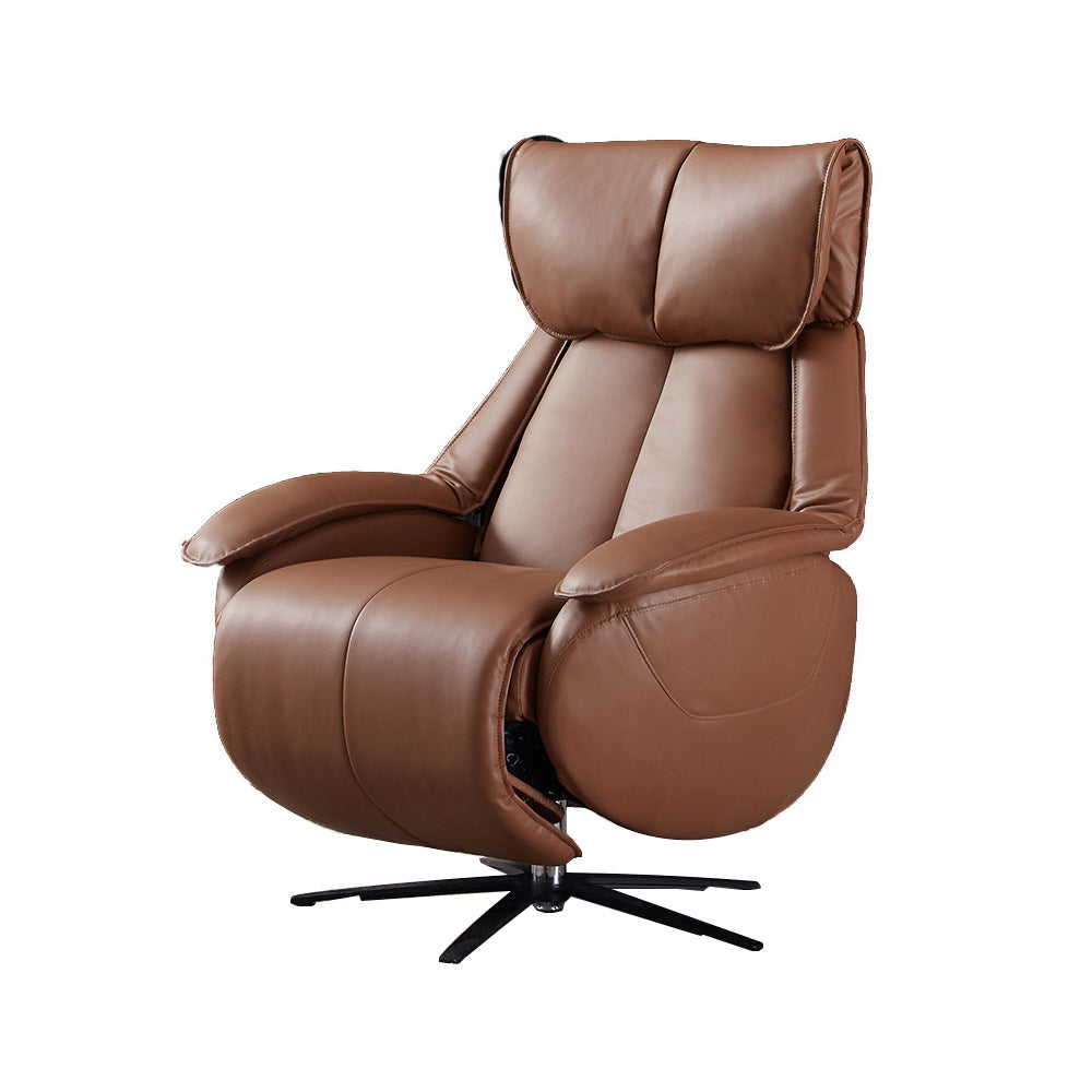 Genuine Leather Recliner Chair Solid Color Swivel Base Standard Recliner