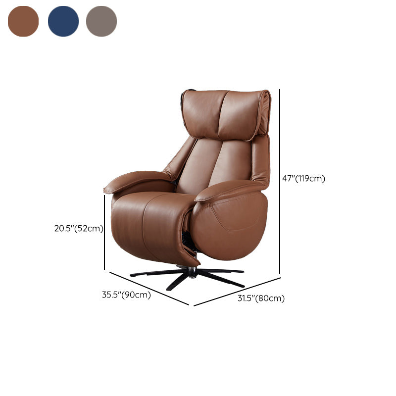 Genuine Leather Recliner Chair Solid Color Swivel Base Standard Recliner