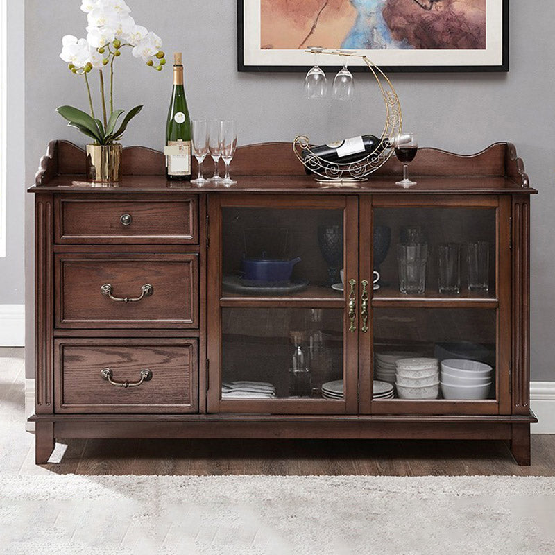 Modern Style Sideboard Solid Wood Side Board with Drawer and Door