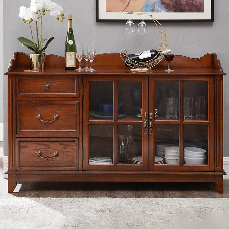 Modern Style Sideboard Solid Wood Side Board with Drawer and Door