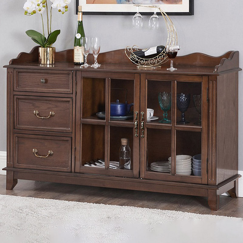 Modern Style Sideboard Solid Wood Side Board with Drawer and Door