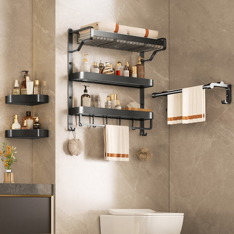 Modern Bathroom Set Matte Black Bath Shelf Towel Bar Bathroom Accessory Kit