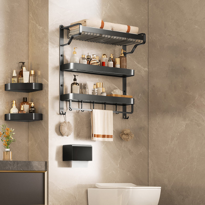 Modern Bathroom Set Matte Black Bath Shelf Towel Bar Bathroom Accessory Kit