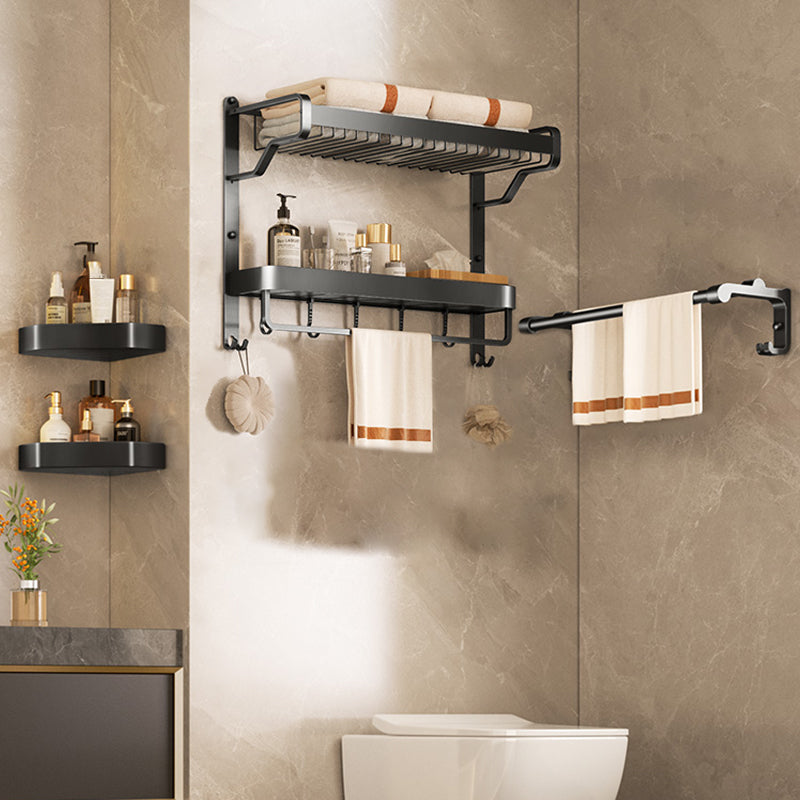 Modern Bathroom Set Matte Black Bath Shelf Towel Bar Bathroom Accessory Kit