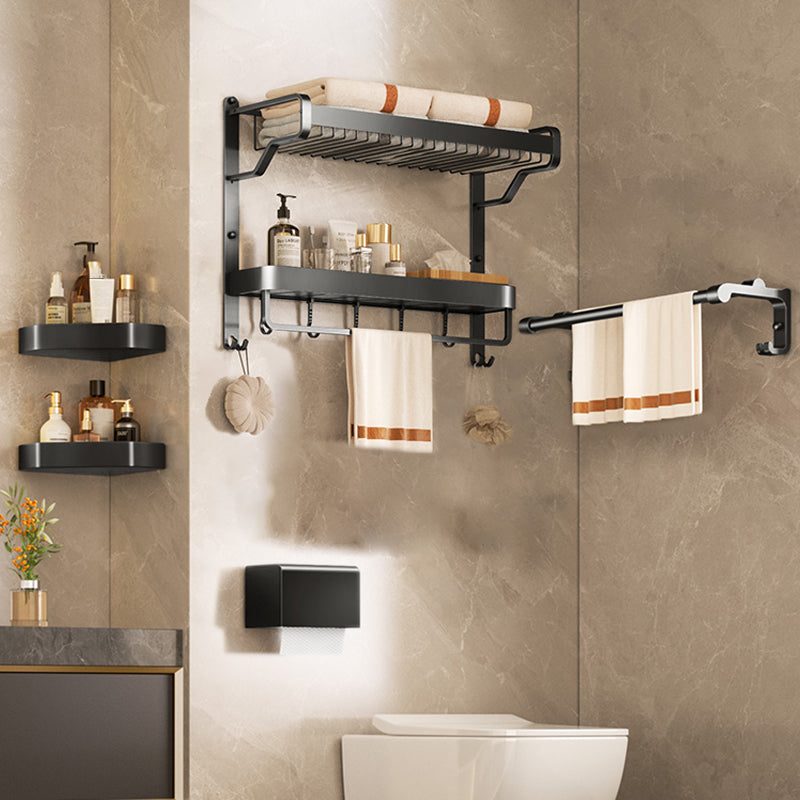 Modern Bathroom Set Matte Black Bath Shelf Towel Bar Bathroom Accessory Kit