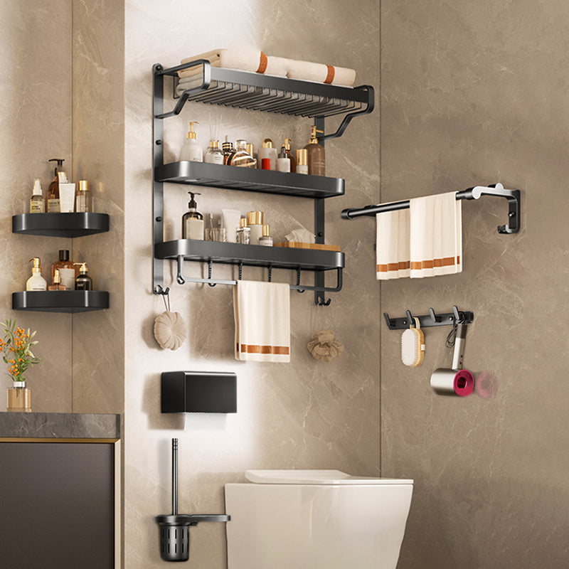 Modern Bathroom Set Matte Black Bath Shelf Towel Bar Bathroom Accessory Kit