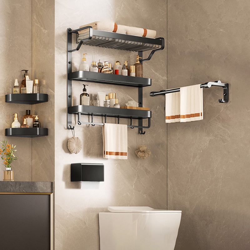 Modern Bathroom Set Matte Black Bath Shelf Towel Bar Bathroom Accessory Kit