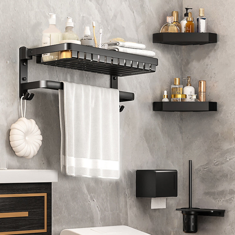 Modern Bathroom Set Matte Black Bath Shelf Towel Bar Bathroom Accessory Kit