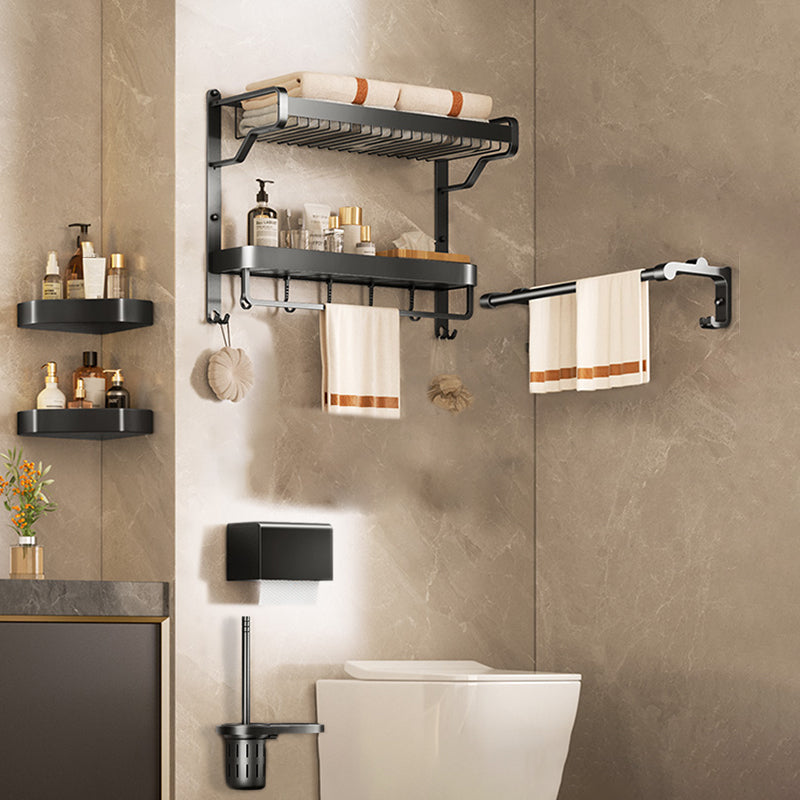 Modern Bathroom Set Matte Black Bath Shelf Towel Bar Bathroom Accessory Kit