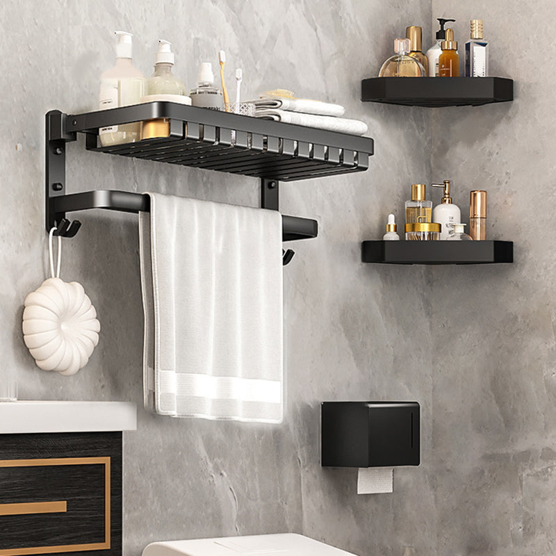 Modern Bathroom Set Matte Black Bath Shelf Towel Bar Bathroom Accessory Kit