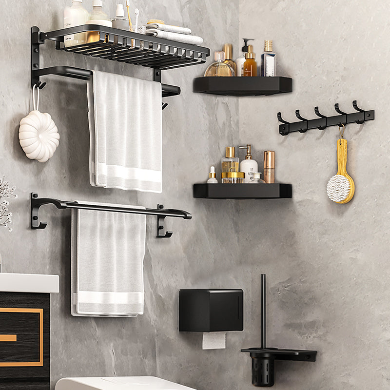 Modern Bathroom Set Matte Black Bath Shelf Towel Bar Bathroom Accessory Kit