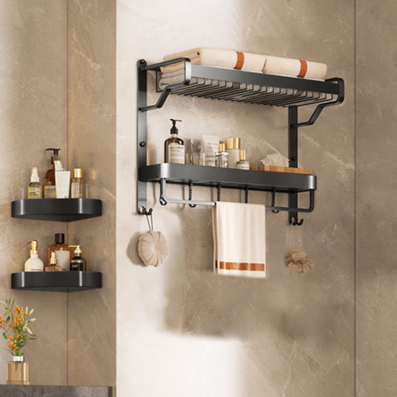 Modern Bathroom Set Matte Black Bath Shelf Towel Bar Bathroom Accessory Kit