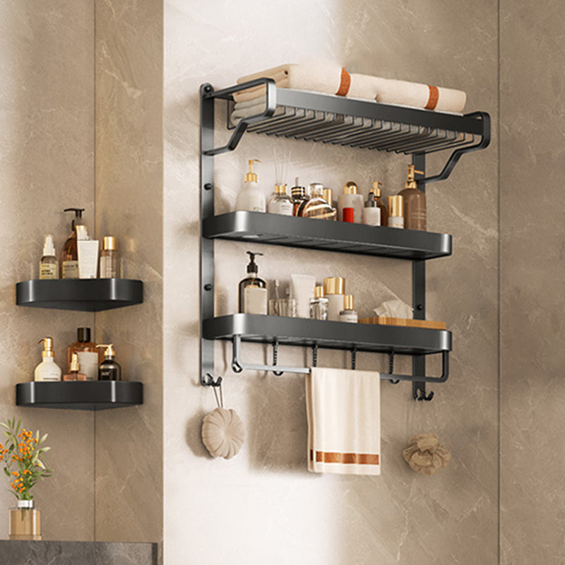 Modern Bathroom Set Matte Black Bath Shelf Towel Bar Bathroom Accessory Kit