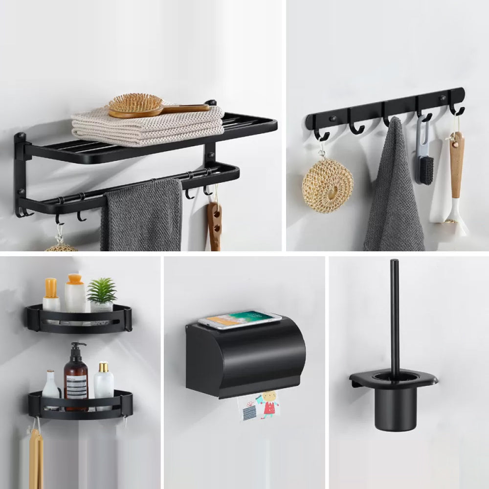 Modern Bathroom Hardware Black Paper Holder Bath Shelf Bathroom Accessory Kit