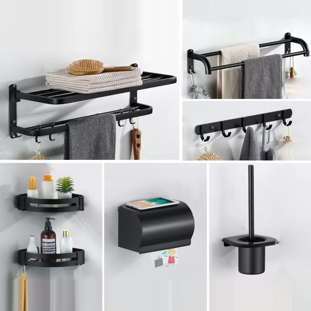 Modern Bathroom Hardware Black Paper Holder Bath Shelf Bathroom Accessory Kit