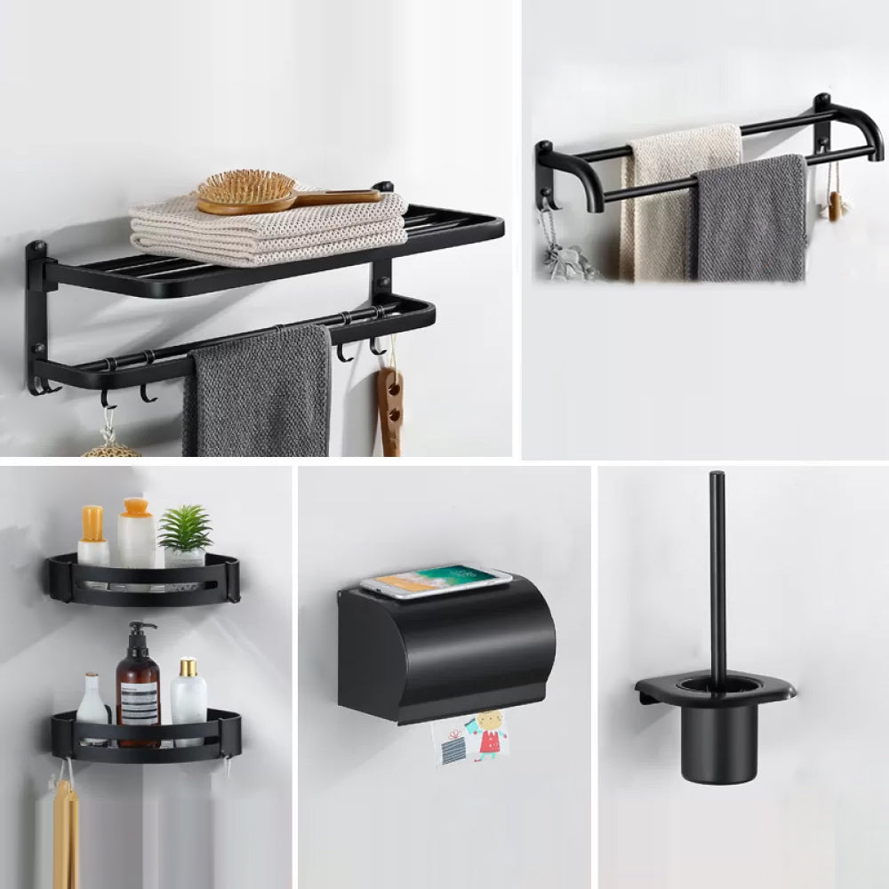 Modern Bathroom Hardware Black Paper Holder Bath Shelf Bathroom Accessory Kit