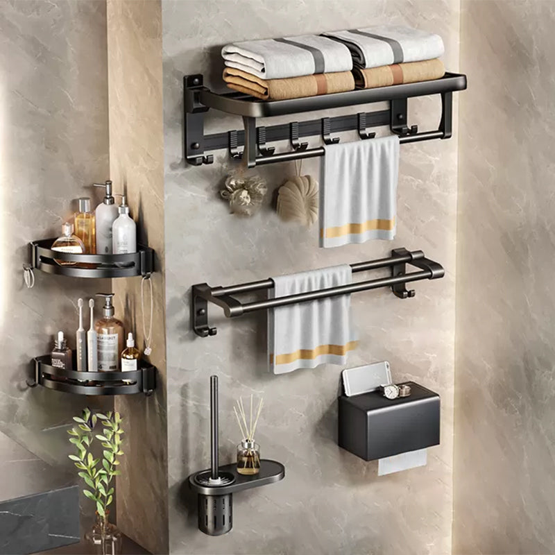 Modern Matte Black Bathroom Accessory Set Towel Bar/Paper Holder/Robe Hook Included