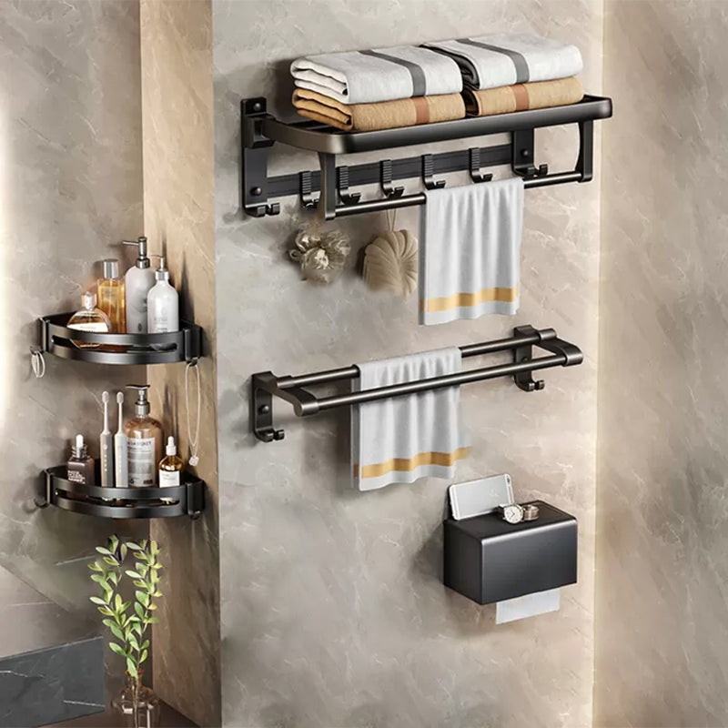 Modern Matte Black Bathroom Accessory Set Towel Bar/Paper Holder/Robe Hook Included