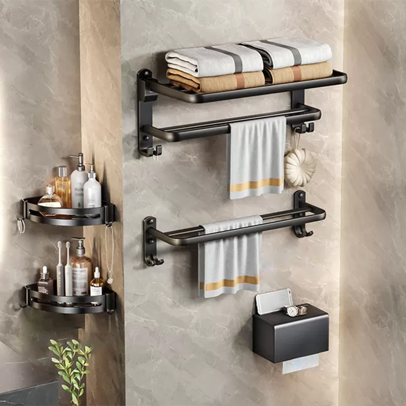 Modern Matte Black Bathroom Accessory Set Towel Bar/Paper Holder/Robe Hook Included