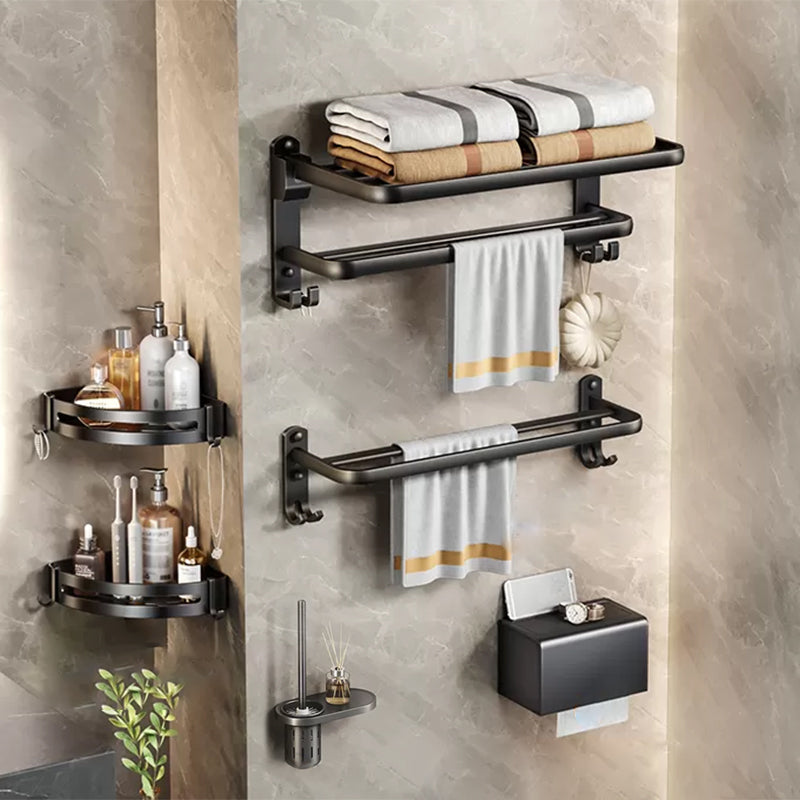 Modern Matte Black Bathroom Accessory Set Towel Bar/Paper Holder/Robe Hook Included