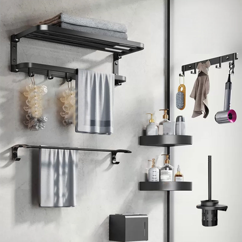 Modern Matte Black Bathroom Accessory Set Towel Bar/Paper Holder/Robe Hook Included