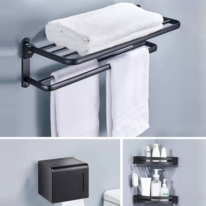 Modern Matte Black Bathroom Accessory Set Towel Bar/Paper Holder/Robe Hook Included