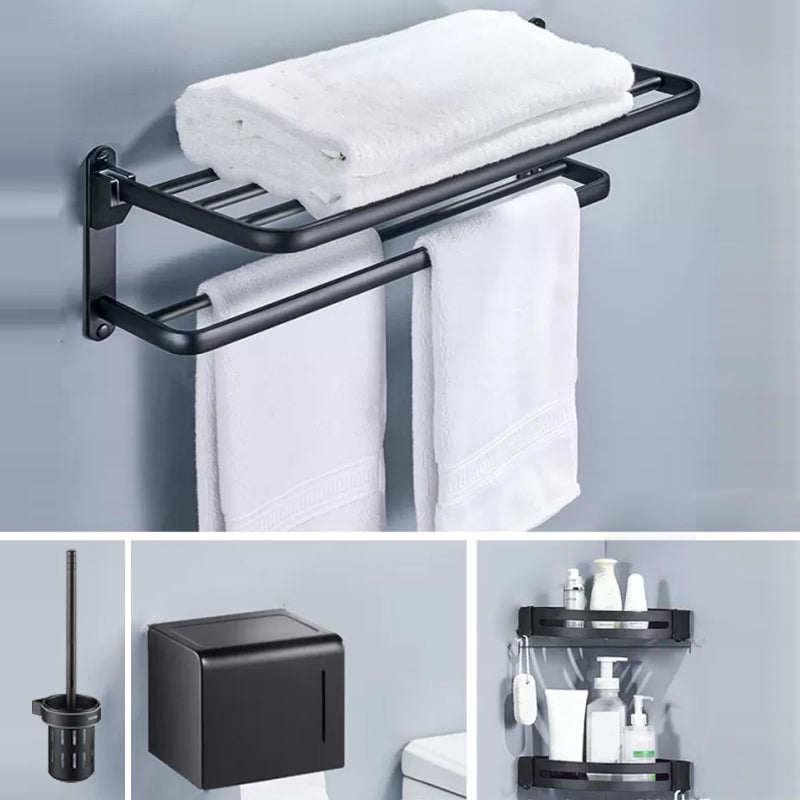 Modern Matte Black Bathroom Accessory Set Towel Bar/Paper Holder/Robe Hook Included