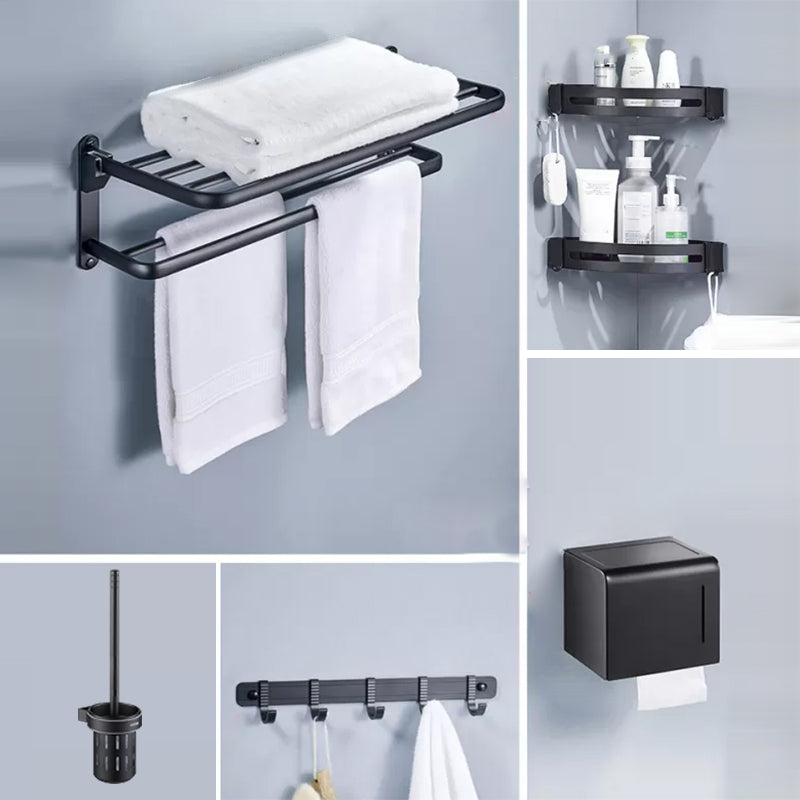 Modern Matte Black Bathroom Accessory Set Towel Bar/Paper Holder/Robe Hook Included