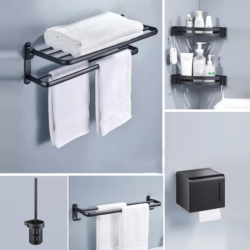 Modern Matte Black Bathroom Accessory Set Towel Bar/Paper Holder/Robe Hook Included