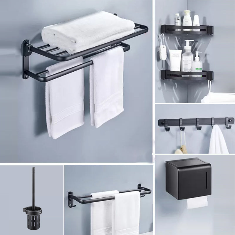 Modern Matte Black Bathroom Accessory Set Towel Bar/Paper Holder/Robe Hook Included