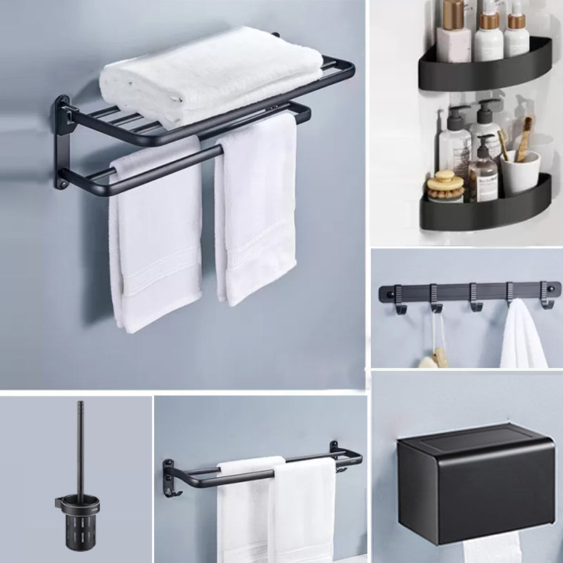 Modern Matte Black Bathroom Accessory Set Towel Bar/Paper Holder/Robe Hook Included