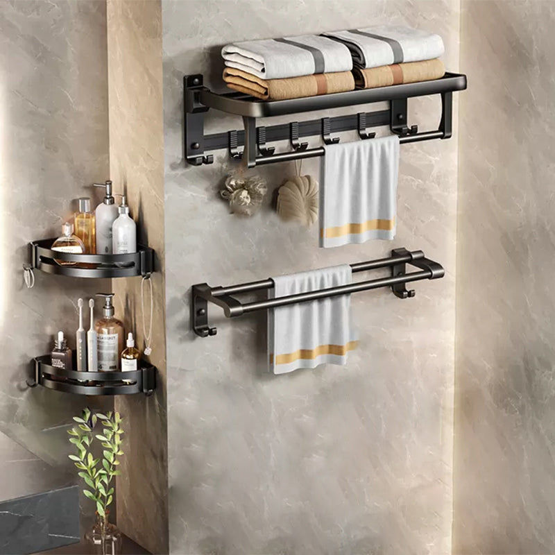 Modern Matte Black Bathroom Accessory Set Towel Bar/Paper Holder/Robe Hook Included