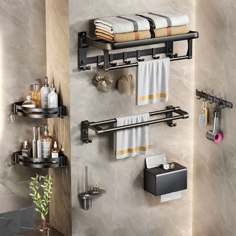 Modern Matte Black Bathroom Accessory Set Towel Bar/Paper Holder/Robe Hook Included