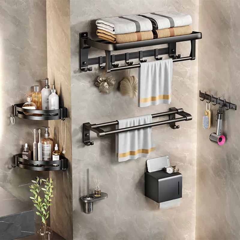 Modern Matte Black Bathroom Accessory Set Towel Bar/Paper Holder/Robe Hook Included