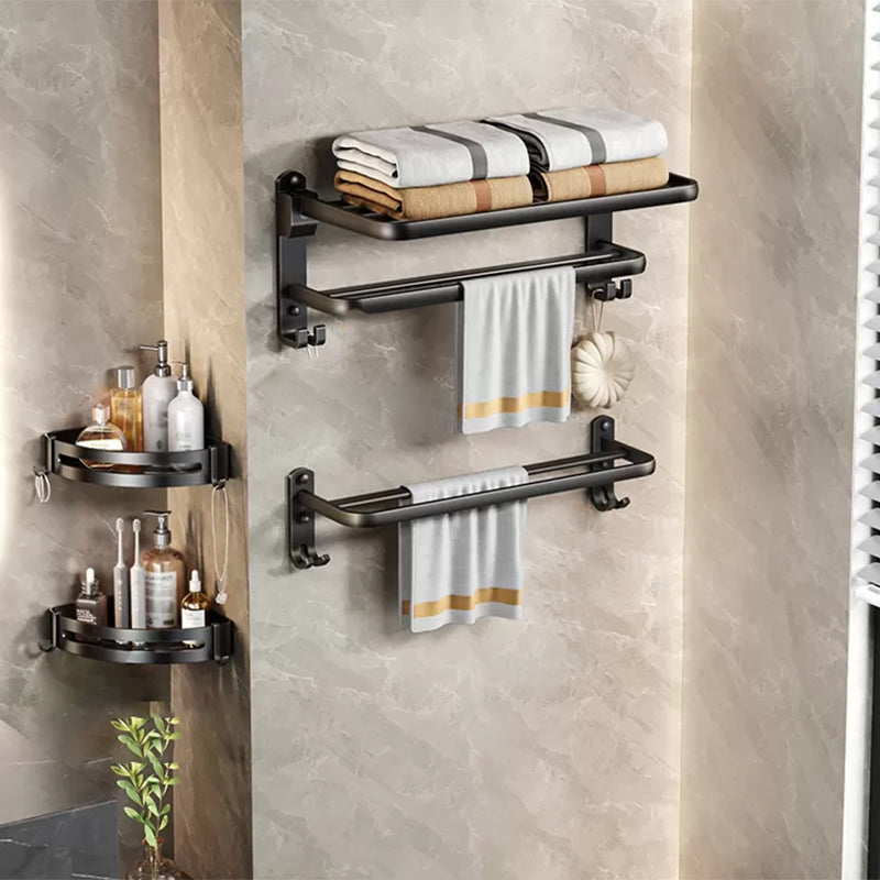 Modern Matte Black Bathroom Accessory Set Towel Bar/Paper Holder/Robe Hook Included