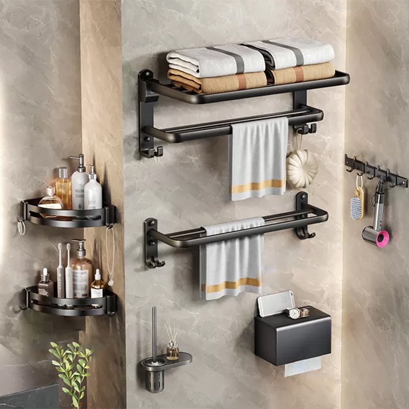 Modern Matte Black Bathroom Accessory Set Towel Bar/Paper Holder/Robe Hook Included